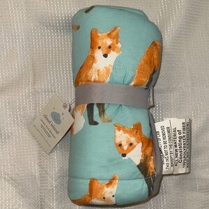HTF NWT CLOUD ISLAND JERSEY KNIT TURQUOISE & ORANGE FOX BLANKET REVERSIBLE NEW